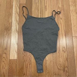 Free People Strappy Basique Thong Bodysuit in Gray